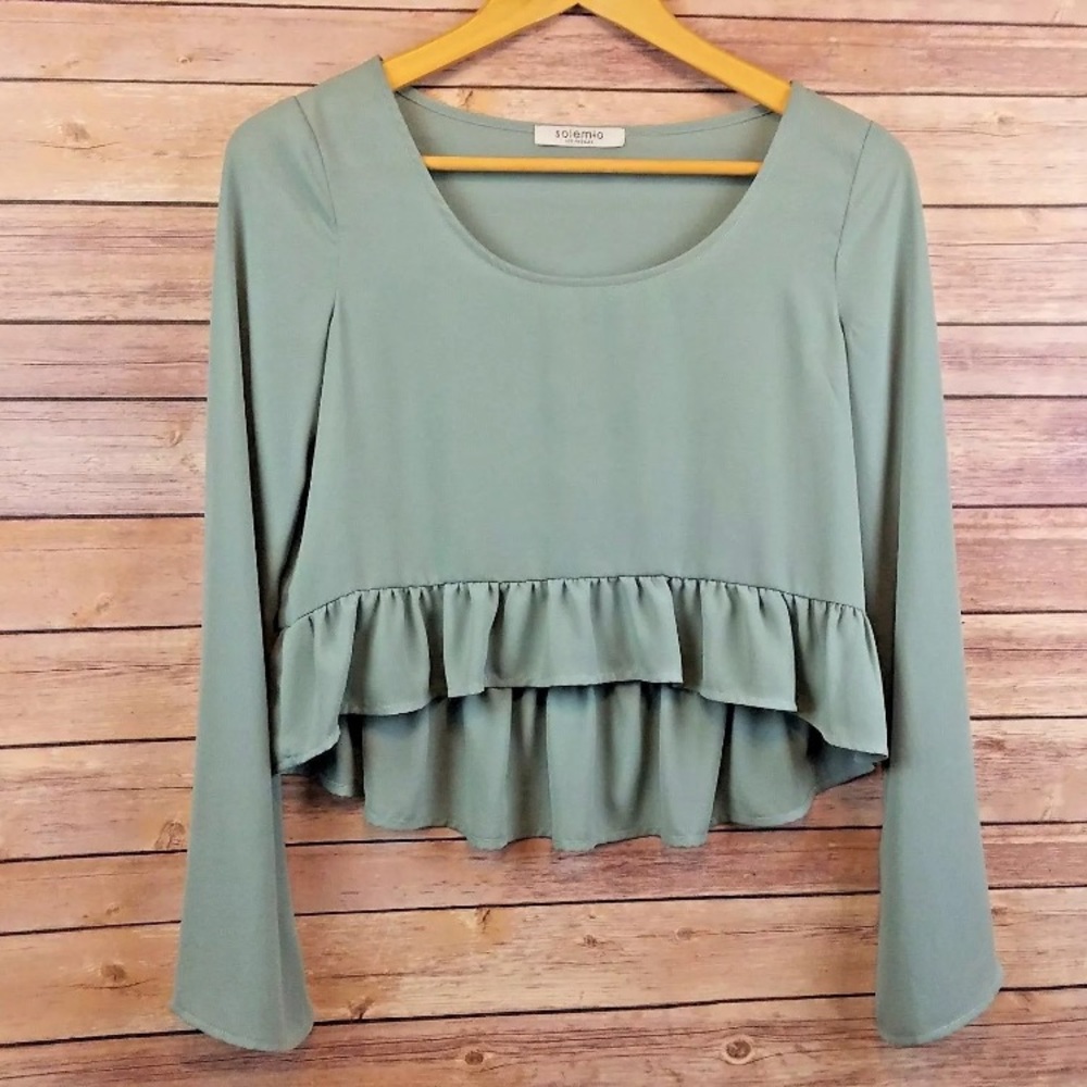 Anthropologie - Solemio seafoam bell sleeve peplum